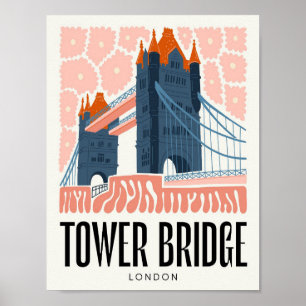 Affiche Tower Bridge Londres Voyage abstrait art floral