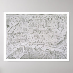 Affiche Town map of Constantinople, Turkey, c.1650 (engrav