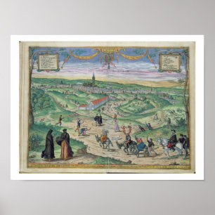 Affiche Town Plan of Seville, from 'Civitates Orbis Terrar