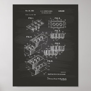 Affiche Toy Building Brick 1961 Patent Art - Chalkboard