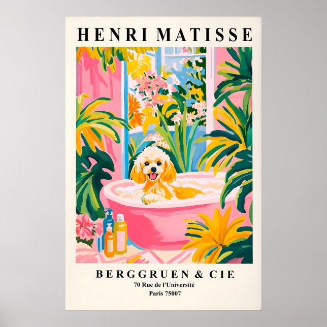 Affiche Toy Poodle Art Pink Bathroom Print, Henri Matisse (Devant)