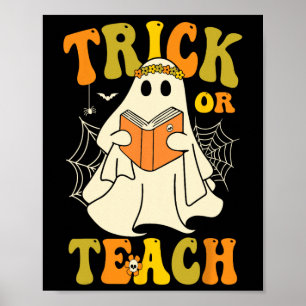 Affiche Trace Ou Enseigner Super Halloween Fantôme Floral