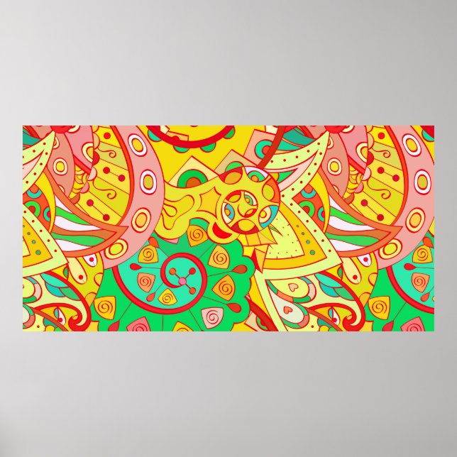 Affiche Tracery motif transparent. Design Mehndi. Coeur et (Devant)