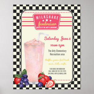 Affiche tract flyer de menu de milkshake pour diner