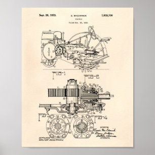 Affiche Tracteur 1932 Brevet Art Vieux Poivre