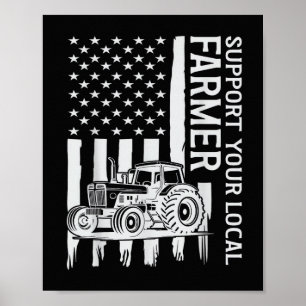 Affiche Tracteur d'agriculture patriote Drapeau USA Fête d