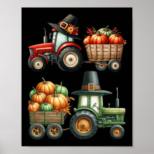 Affiche Tracteur de ferme de Thanksgiving Tracteur d'autom