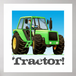 Affiche Tracteur de ferme verte pour enfants sur mesure