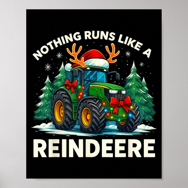 Affiche Tracteur de Noël drôle Rien ne fonctionne comme un (Devant)