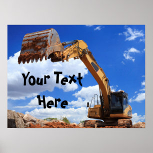 Affiche Tracteur Excavateur de Digger de Message Personnal