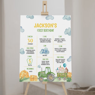 Affiche Tracteur Ferme Animaux Anniversaire Fête Jalon