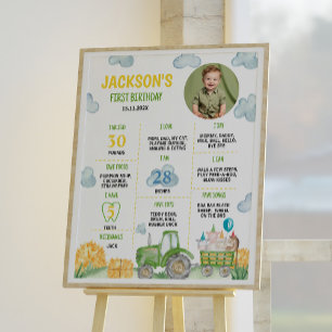 Affiche Tracteur Ferme Animaux Anniversaire Fête Jalon