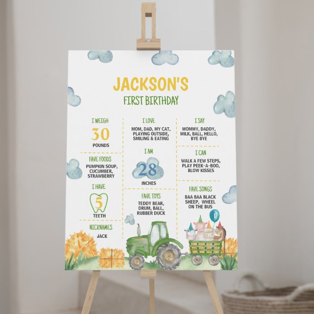 Affiche Tracteur Ferme Animaux Anniversaire Fête Jalon (Créateur téléchargé)