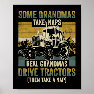 Affiche Tracteur Grandma Farm Dons Real Grandmas Drive Tra