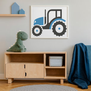 Affiche Tracteur gris bleu