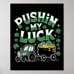 Affiche Tracteur Porte Chance Trèfle Saint-Patrick Amusant