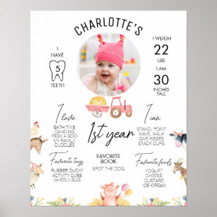 Affiche Tracteur rose de ferme moderne photo ronde jalon