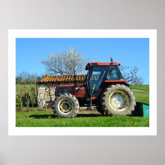 Affiche Tracteur sur une ferme en France (Devant)