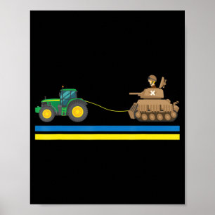 Affiche Tracteurs au-dessus des chars Ukraine Je suis en U