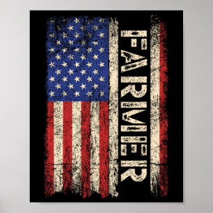 Affiche Tracteurs d'agriculteurs Drapeau américain Patriot