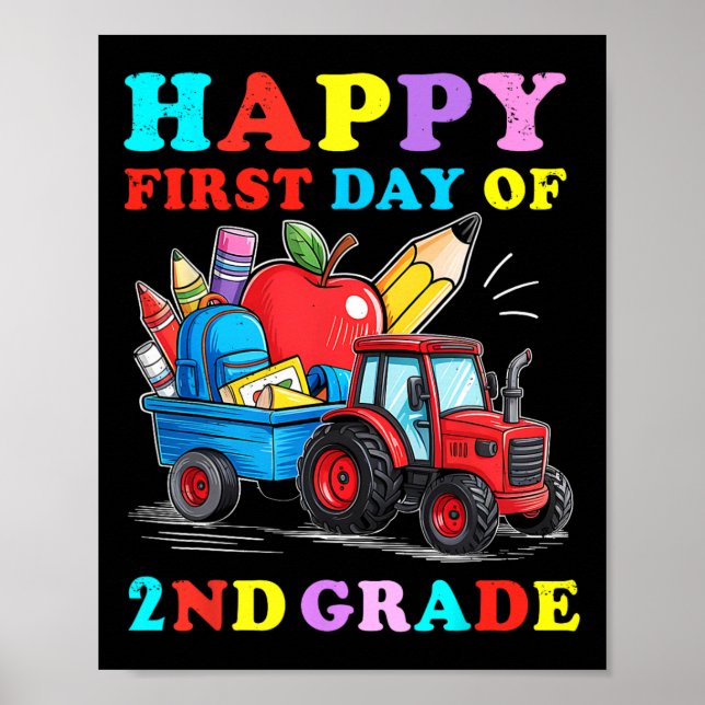 Affiche Tractor Heureux Premier Jour De 2e Année Retour À  (Devant)