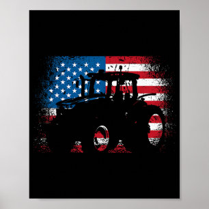 Affiche Tractor USA Drapeau design pour Patriotic Farmer