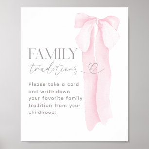 Affiche Tradition familiale Baby Shower fille minimaliste 
