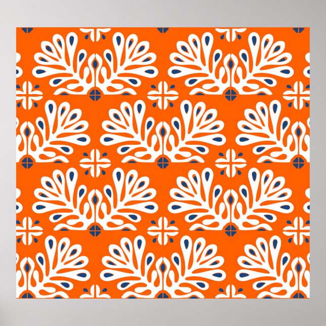 Affiche Tradition scandinave : Mosaïque florale ethnique. (Devant)