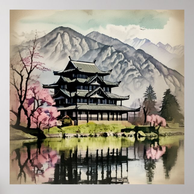 Affiche Traditional Castle On Lake (Devant)