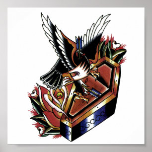 Affiche traditional eagle tattoo