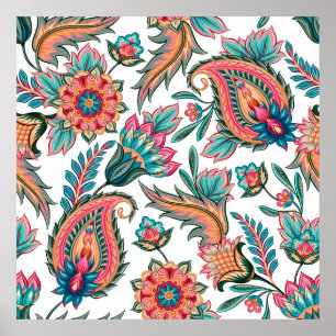 Affiche Traditional oriental seamless paisley pattern. Vin