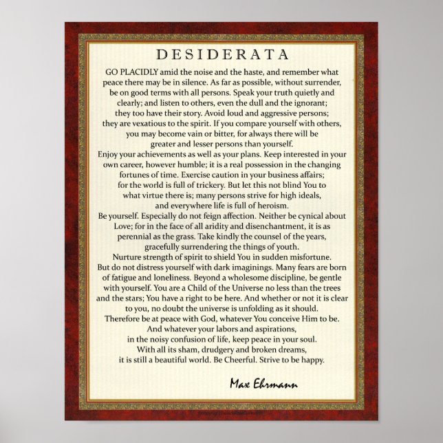 Affiche Traditional Style Desiderata Poem by Max Ehrmann (Devant)