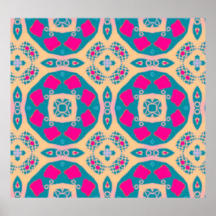 Affiche Traditionnel, patchwork péruvien, motif de tuiles