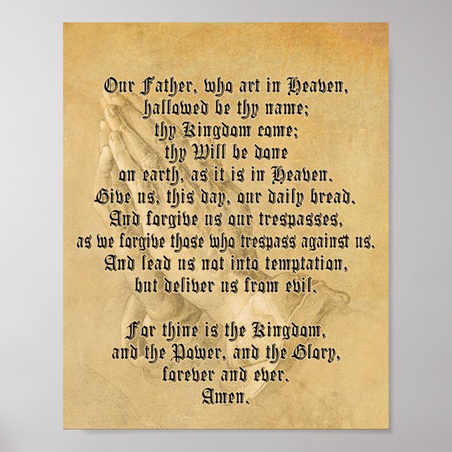 Affiche traditionnelle de la prière du Seigneur (m (Devant)
