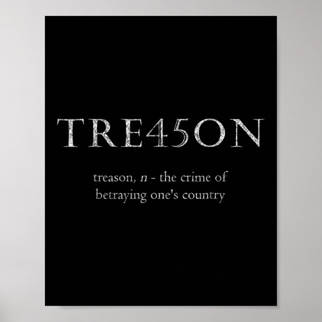 Affiche Trahison anti-trump _ Tre45on Distressed Impeach (Devant)