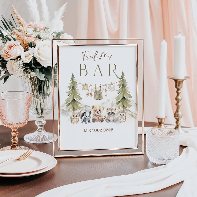 Affiche Trail Mix Bar Woodland Adventure Boy Baby Shower (Créateur téléchargé)
