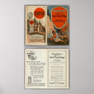 Affiche Trails automobiles de l'Arizona, Nouveau-Mexique