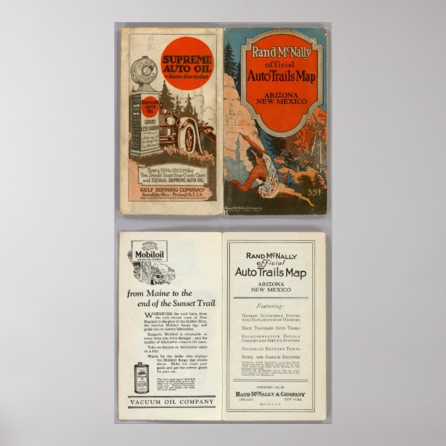 Affiche Trails automobiles de l'Arizona, Nouveau-Mexique (Devant)