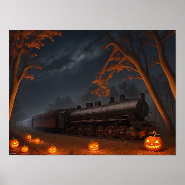 Affiche Train à travers la forêt d'Halloween (Devant)