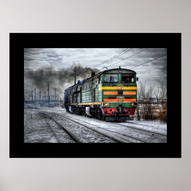 Affiche Train à vapeur ferroviaire Steampunk moteur destin (Devant)