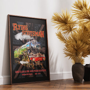 Affiche Train à vapeur Flying Scotsman Locomotive anglaise