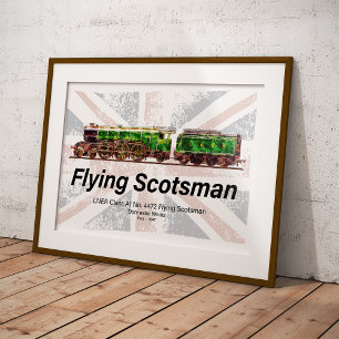 Affiche Train à vapeur Flying Scotsman Locomotive anglaise