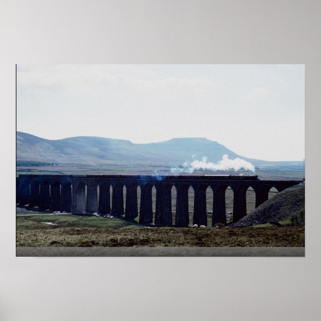 Affiche Train à vapeur "Green Arrow" sur Viaduc de Tête de (Devant)