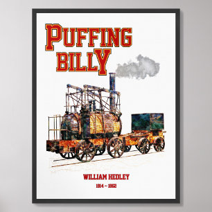 Affiche Train à vapeur Puffing Billy Locomotive anglaise