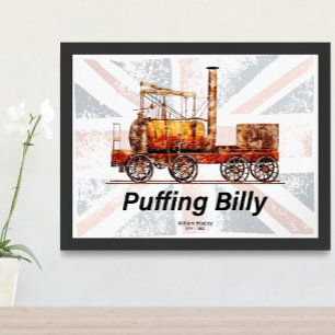 Affiche Train à vapeur Puffing Billy Locomotive anglaise