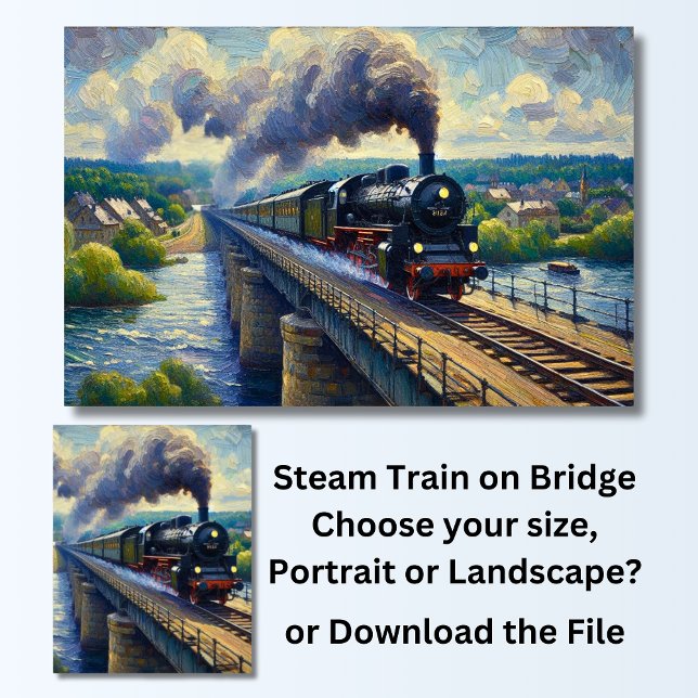 Affiche Train à vapeur sur peinture sur pont (Créateur téléchargé)