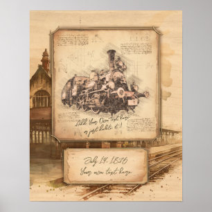 Affiche Train à vapeur vintage / Locomotive Art. Cadeau de