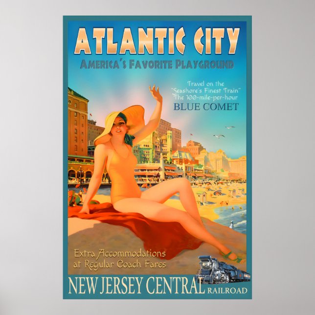 Affiche Train Blue Comet New Jersey Central Railroad Nouve (Devant)