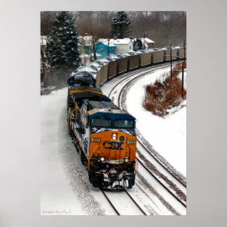 Affiche Train de charbon en hiver