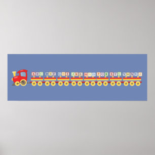 Affiche Train de jouets portant des blocs d'alphabet
